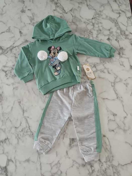 Komplet Myszka Minnie pompony bluza spodnie zielony 68