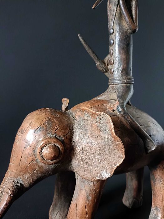 Jeździec Sao na słoniu Afrykański Brąz Benin Dogon Czad Wosk tracony