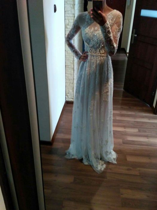 Suknia ślubna zwiewna kryształki 34/36