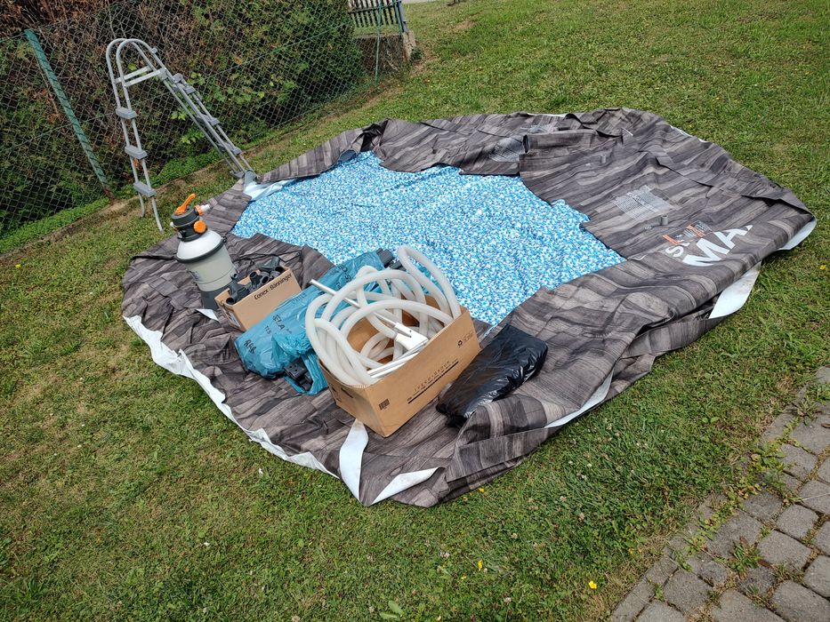 Basen bestway steel pro max 4,27x1,07 pompa piasku. pokrywa drabinka