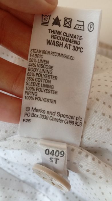 Beżowa lniana marynarka na podszewce, Marks & Spencer, rozmiar M