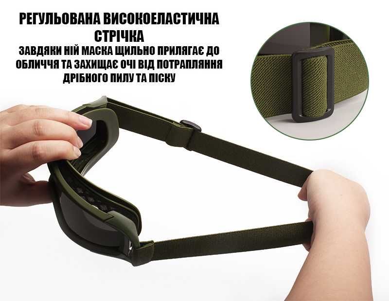 Тактические очки защитная маска Solve с креплениями на каску с 3 линза