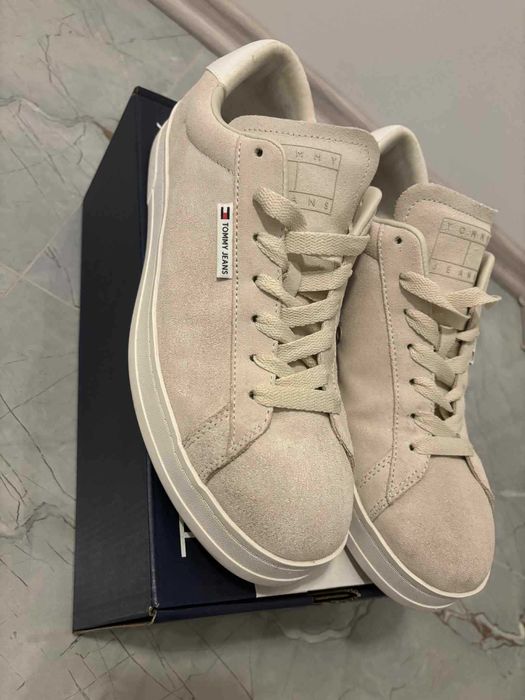 Sneakersy Tommy Jeans Tjm Leather Low Cupsole Suede 42 Beżowe