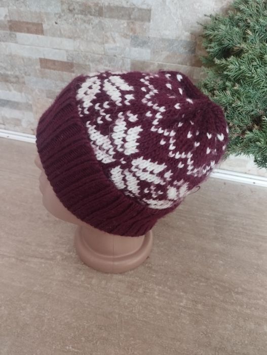 Ski шапка унисекс, орнамент стиль скандинавский узор fair isle фэр-айл