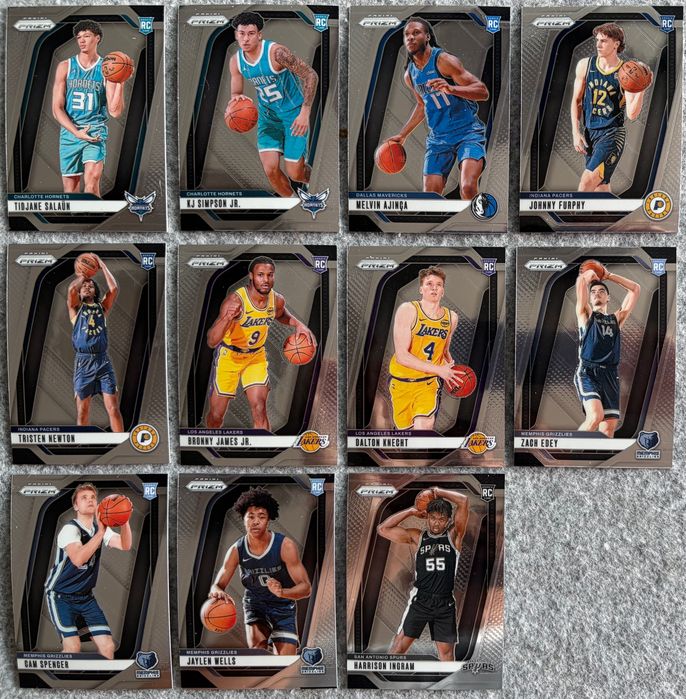 11 kart NBA Rookie 2024-25 Prizm James Knecht Edey Wells Ingram Salaun
