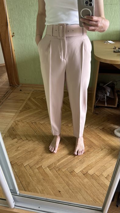 Брюки рожеві бежеві Зара С S