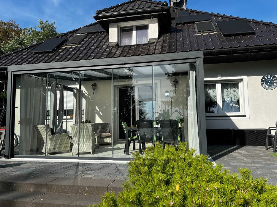 Zadaszenie tarasów, pergole, ogród zimowy, zabudowy szklane | TR