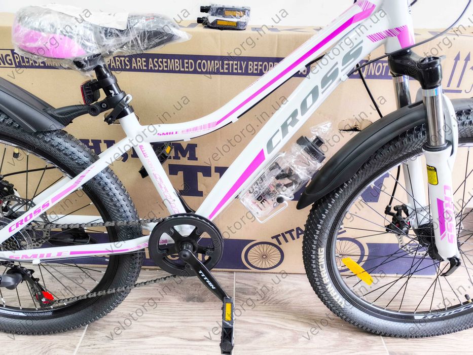Велосипед Новий підлітковий Cross Smile 24"-26 для дівчинки 7-12 років