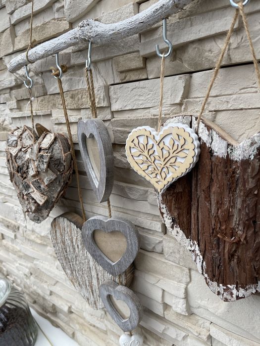 Handmade serca na kiju serce drewno sznurek Walentynki