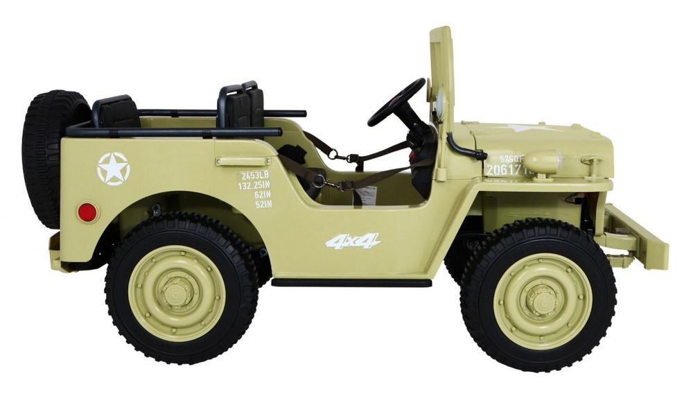 MOCNY 4x4 3osobowy MAX 60KG JEEP willys AUTO na akumulator Wojskowy