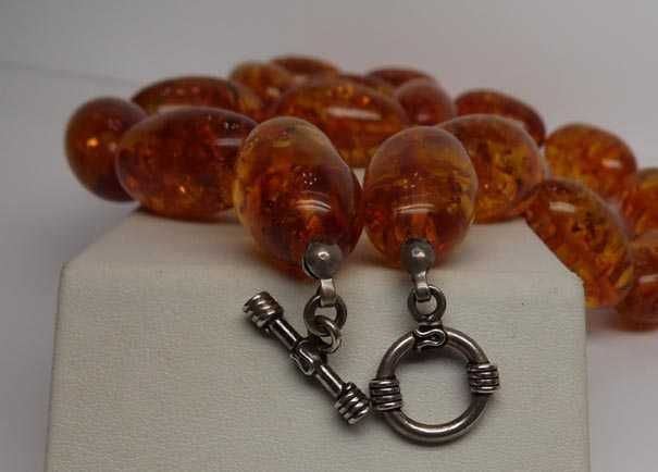 Naszyjnik bursztyny oliwki 53 cm.