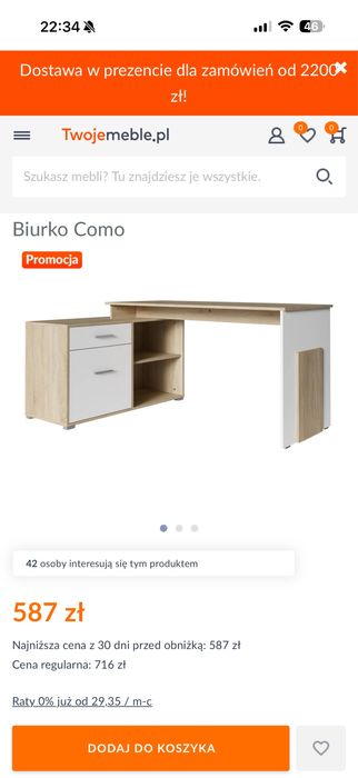 Biurko narożne COMO