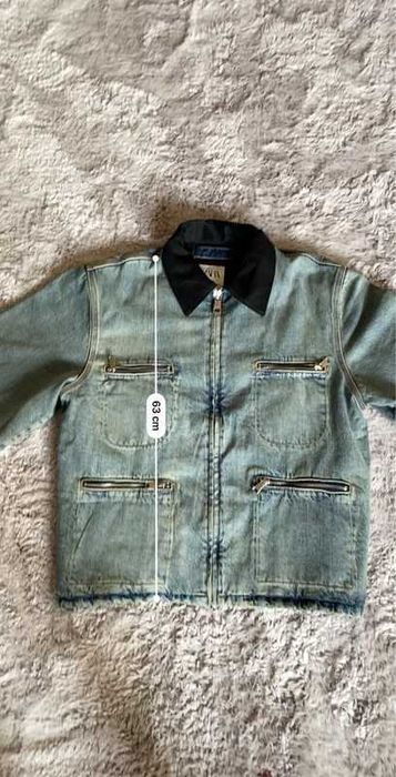 Casaco premium de ganga / denim cor azul com bolsos da Zara NOVO!