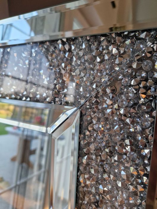 Lustro stojące kryształowe glamour 150x50