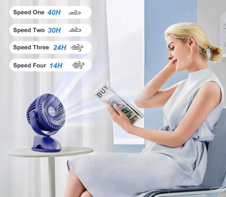 Mini ventoinha ventilador portátil 360º USB recarregável com mola NOVO