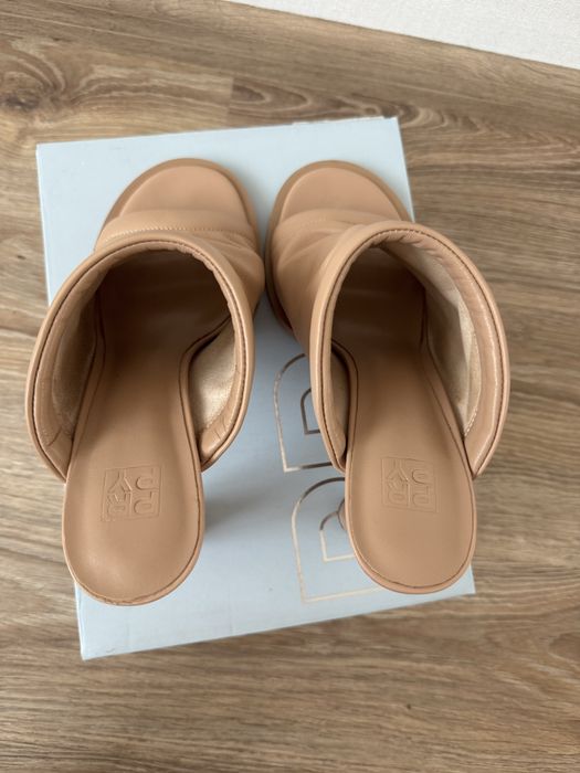 Женские бежевые кожаные мюли Santa Monica PRPY PRSDS20028W