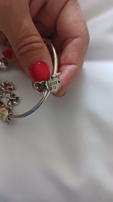 Conta pandora coracao original em prata e diamante