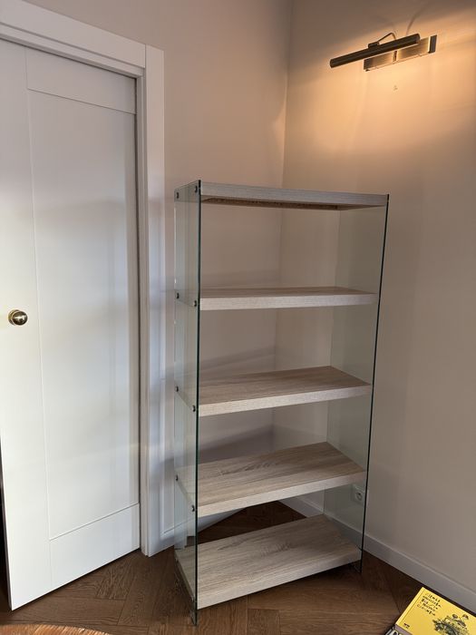 Regał szklany transparentny witrynka biblioteczka  lewitujące półki