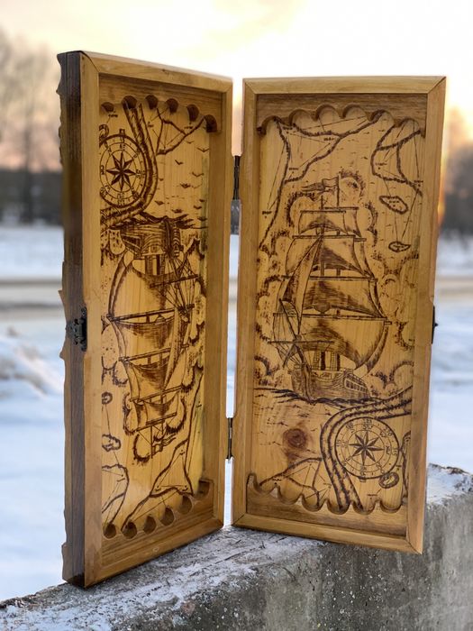 Нарди ручна робота корабель море вироби з деревини подарунок