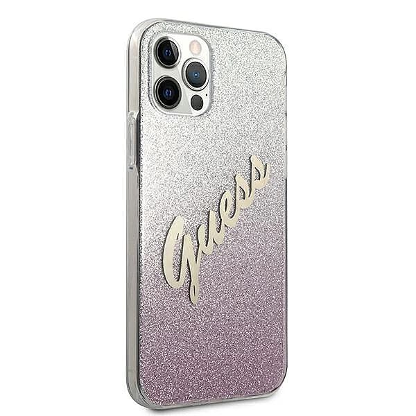 Etui Guess Glitter Gradient Script na iPhone 12 Pro Max - różowe
