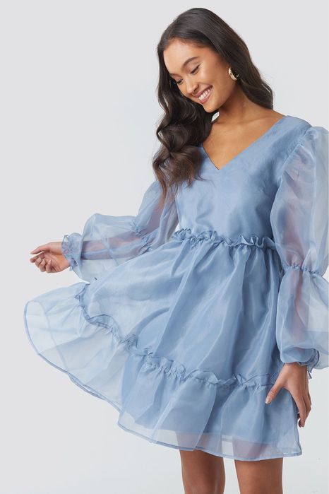Nakd NA KD sukienka organza tiuliwa  blue over size