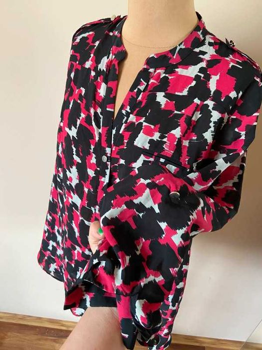 46 48 xxxl +size kolorowa koszula print centki roz neon oversize