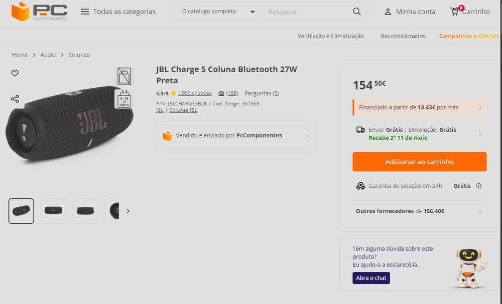 Oportunidade Coluna Jbl Charge 5 Nova com Fatura