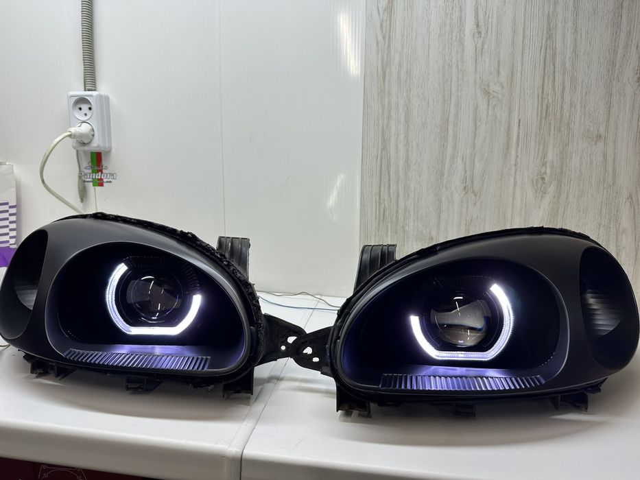 Фары на ланос Установка линз bi led биксенон  линзы свет на авто Led