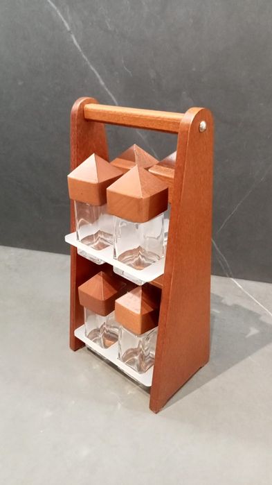 Designerski PRZYPRAWNIK z 2 pojemnikami szklanymi,włoski z Biesse