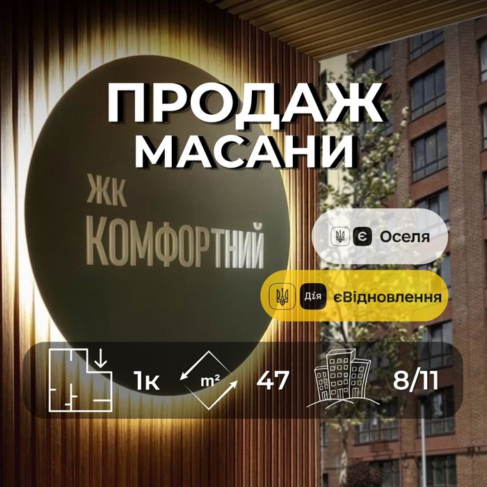 Нова 1-кімнатна квартира ЖК Комфортний  індевідуальне опалення під сертифікат