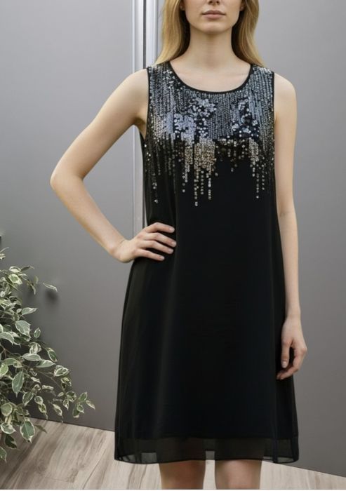 Elegancka Czarna Sukienka Wallis – Cekiny L-40