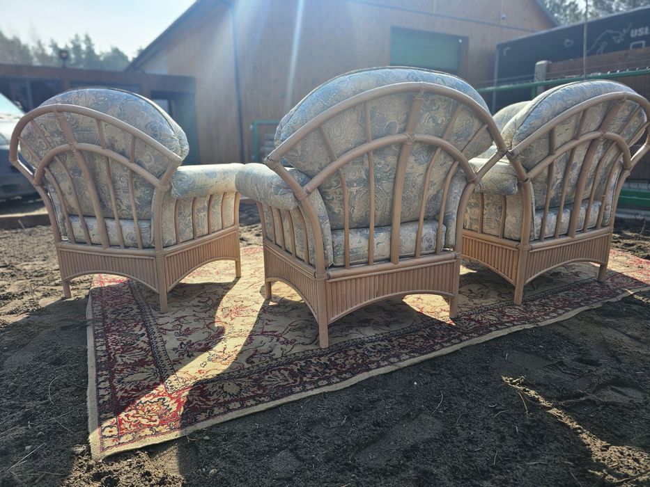 Zestaw mebli rattan 4 fotele I stolik na taras #899 Stylowy Węgrów