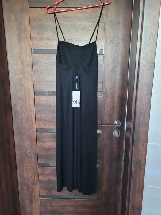 Nowa czarna sukienka bez pleców na ramiączka ZARA 36 S