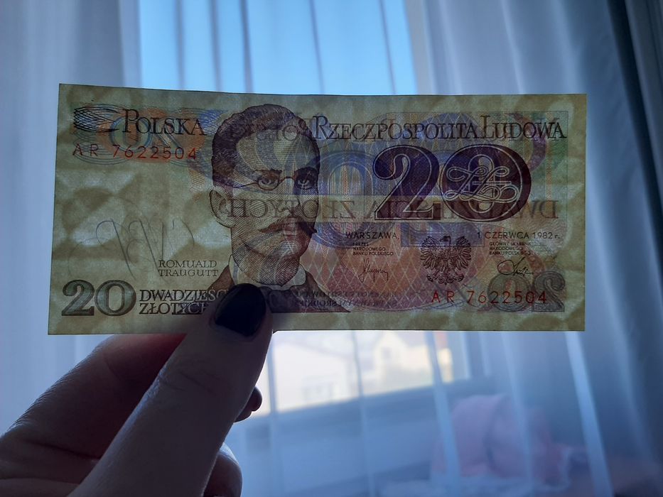 Banknot 20 złotych 1982 PRL seria AR, UNC