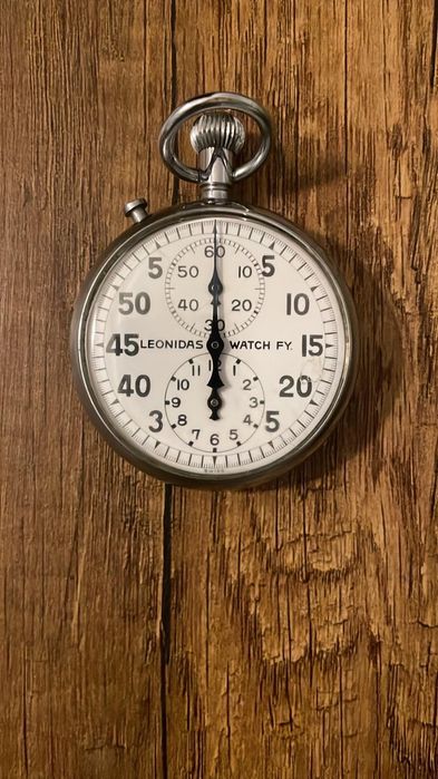 Relógio de Bolso Cronógrafo Leonidas – Suíço – Mecânico – Funciona