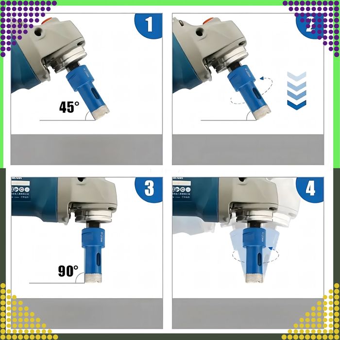 Zestaw Otwornic Koronki Wiertła Diamentowe do Gresu Płytek 6-68 mm