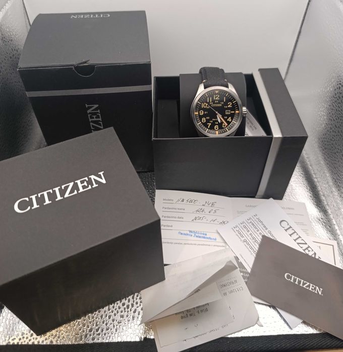 Zegarek męski Citizen Eco-Drive Military pilot, nowy, AW5000-24E