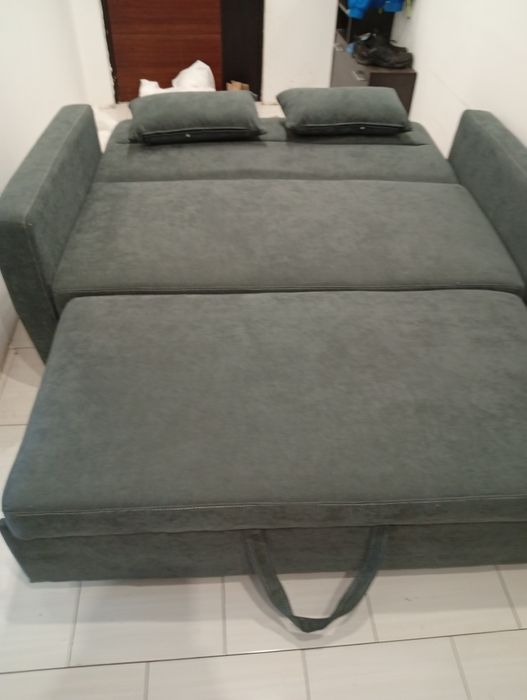 Sofa 2-osobowa Rozkładana do Spania, do 200 kg, Drewniana Rama