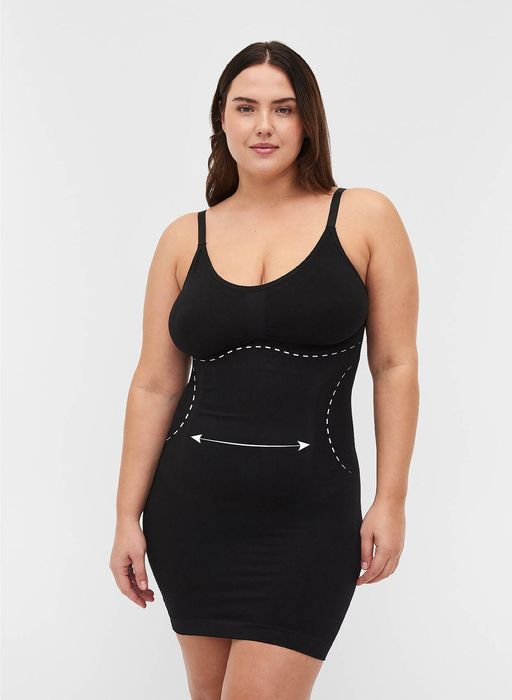 Zizzi 44 46 2xl 3xl Halka Modelująca Wyszczuplająca Czarna Sukienka