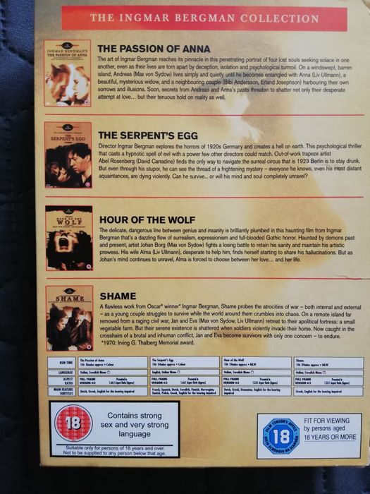 Pack 4 filmes clássicos de Ingmar Bergman em dvd (portes grátis)