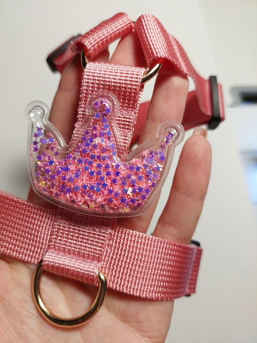 Szelki guard regulowane różowe z koroną