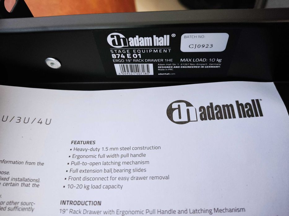 Gavetas rack 1U e 2U, painel 1U e parafusos