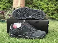 Travis Scott x Air Jordan 1 Low OG all black inverted hook low  36——46