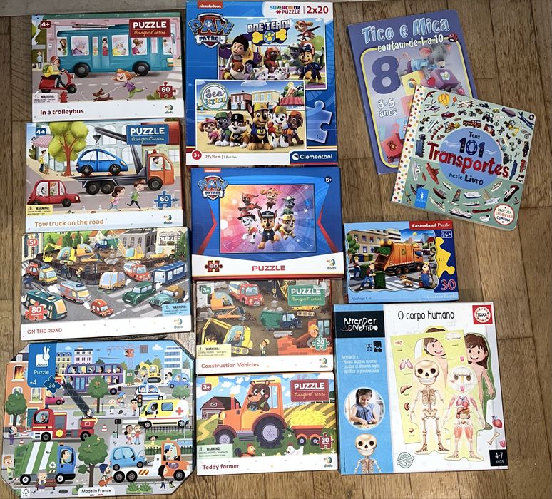 10 puzzles infantis + 2 livros