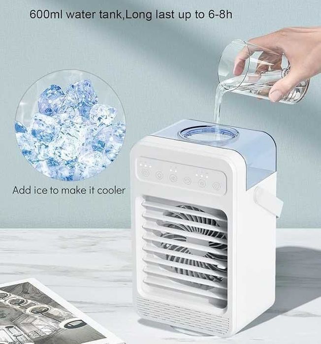 Mini Klimatyzator Przenośny 4w1 LED z Chłodzeniem Wodnym USB Obrotowy
