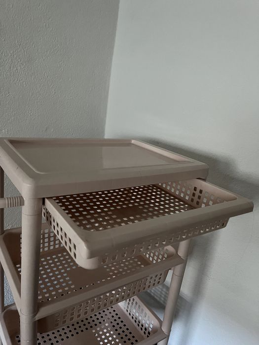 Carrinho Apoio Rosa para WC/ Cozinha 3 níveis + gaveta