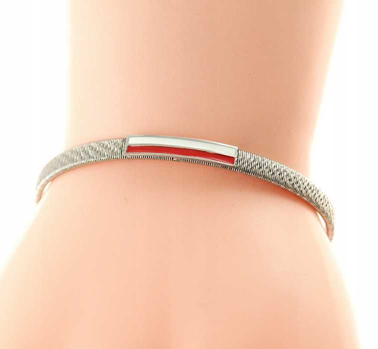 Srebrna bransoletka PATRIOTYCZNA POLSKA FLAGA srebro p.925 17,5 cm