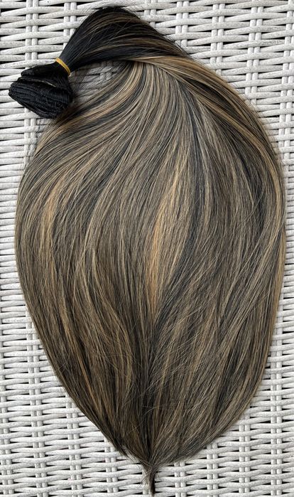 Premium Ultra włosy doczepiane, czarny z blondem /  clip in 522.