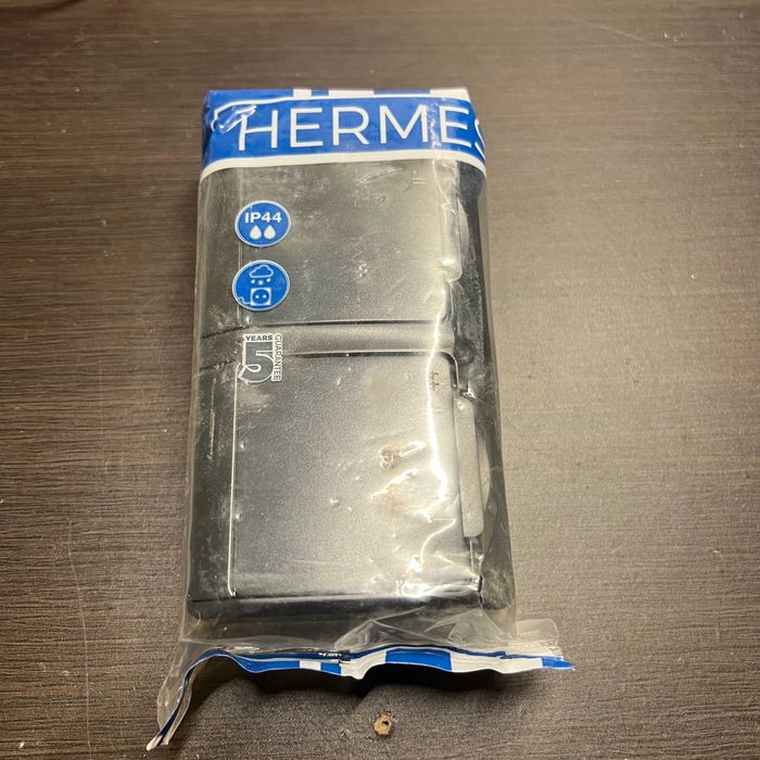 Gniazdo podwójne natynkowe HERMES IP44 antracyt 16A nowe