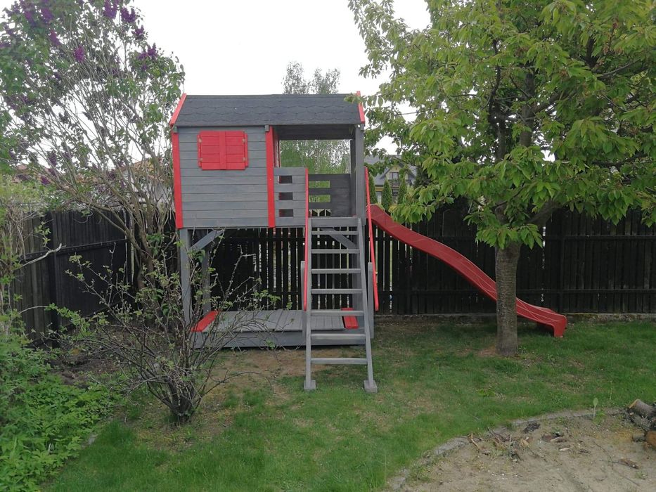 Plac zabaw domek dla dzieci domek drewniany DOSTĘPNE!  huśtawka zjeżdż
